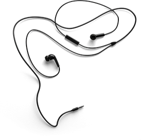 wired black earphones with buds